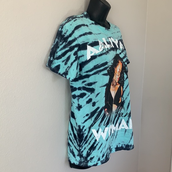 Aaliyah More Than A Woman Blue Tie Dye Short Sleeve T Shirt - Picture 3 of 5